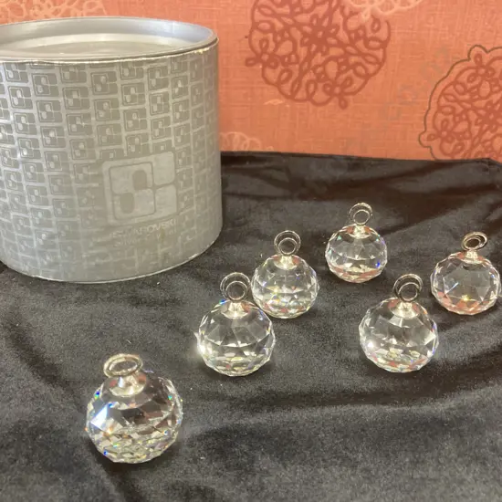 Swarovski Silver Crystal Round Table Place Card Holders, Set Of Six With Original Box