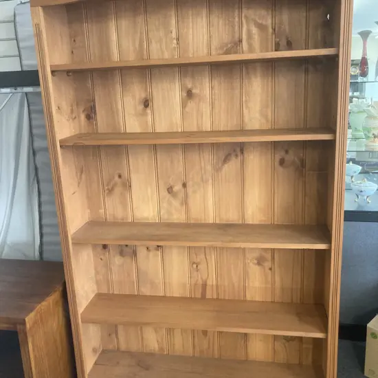 Pine Bookcase With Tongue & Groove Back, Four Shelves, H186 L121 D30cm