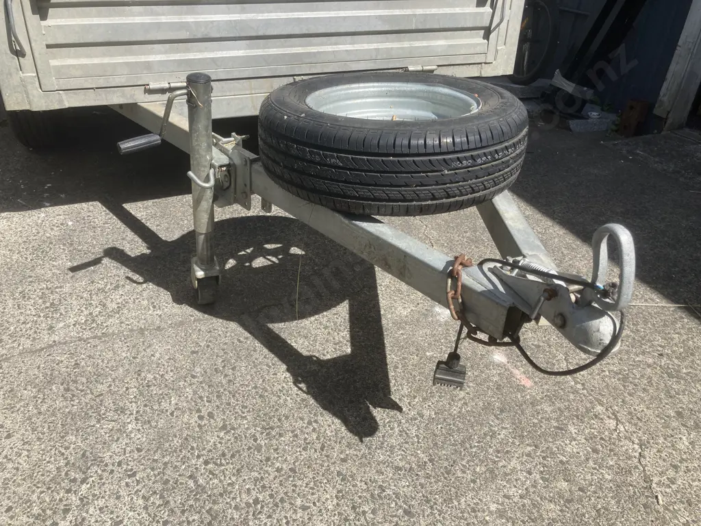 Galvanized Tandem Trailer With A Stock Cage, Jockey Wheel, Spare Wheel, No Number Plate, Rego or WOF Image 1++