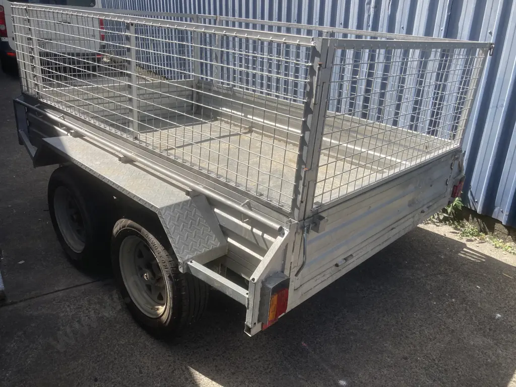 Galvanized Tandem Trailer With A Stock Cage, Jockey Wheel, Spare Wheel, No Number Plate, Rego or WOF Image 1++