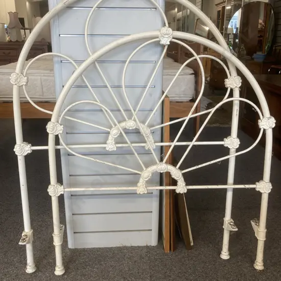Single White Wrought Bed Ends, Pair of (no rails)