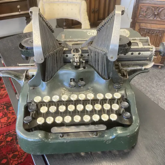 Rare Antique 1913 Printype Oliver 9 Typewriter, Military Green, Standard Visable Bat Wing