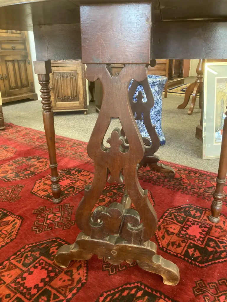 17th Century Lady Sutherland Oval Mahogany Gate Leg Lyre Ornate Detail, 110 x 78cm Image 1++
