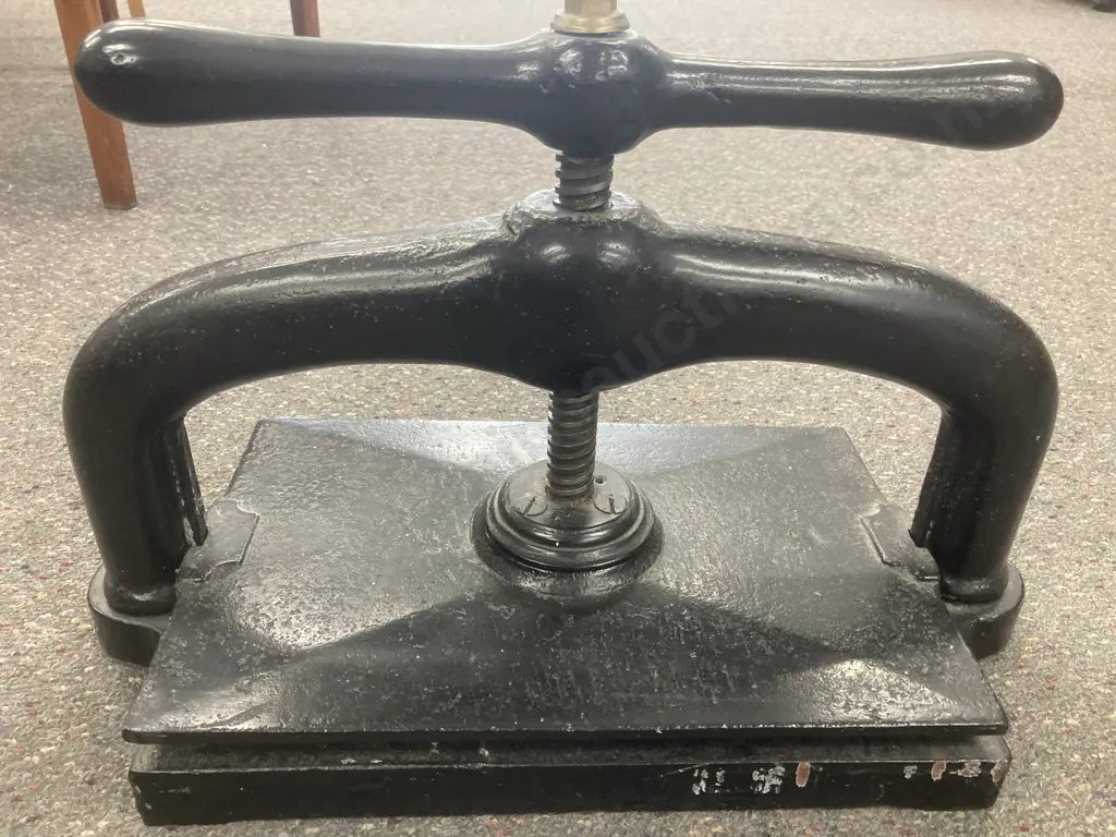 An Antique Book Press, Cast Iron With Black Painted Finish,19th century, H32 L48 D24cm Image 1++