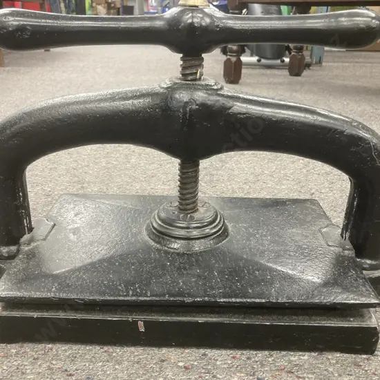 An Antique Book Press, Cast Iron With Black Painted Finish,19th century, H32 L48 D24cm