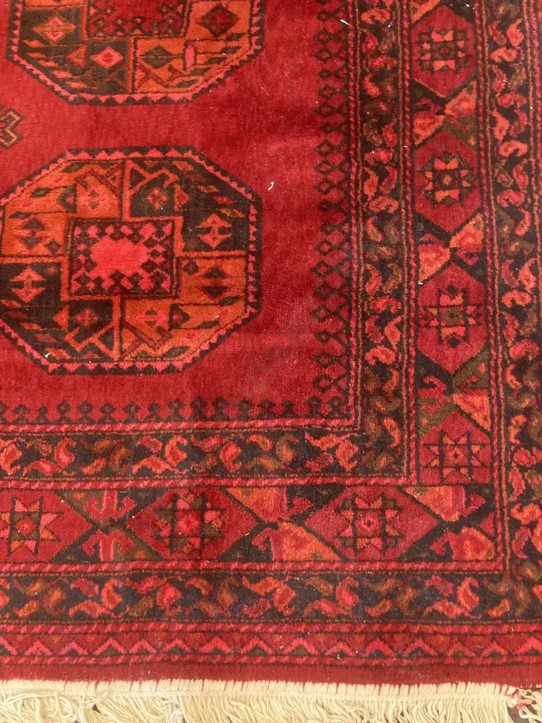 Persian Pattern Floor Rug, Red, Orange & Black Tones, 300 x 200cm Image 1++