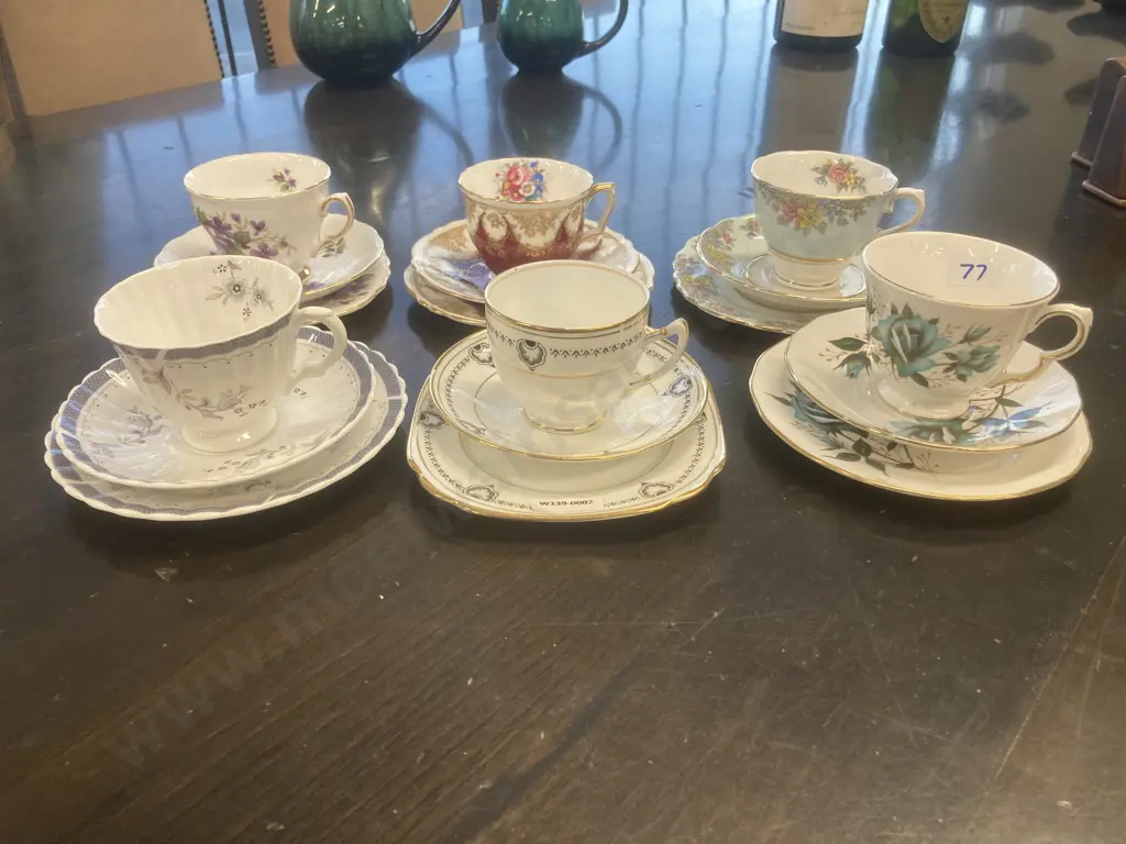 Selection of Trios Including Colclough, Crown Staffordshire, Royal Albert Etc Image 1++