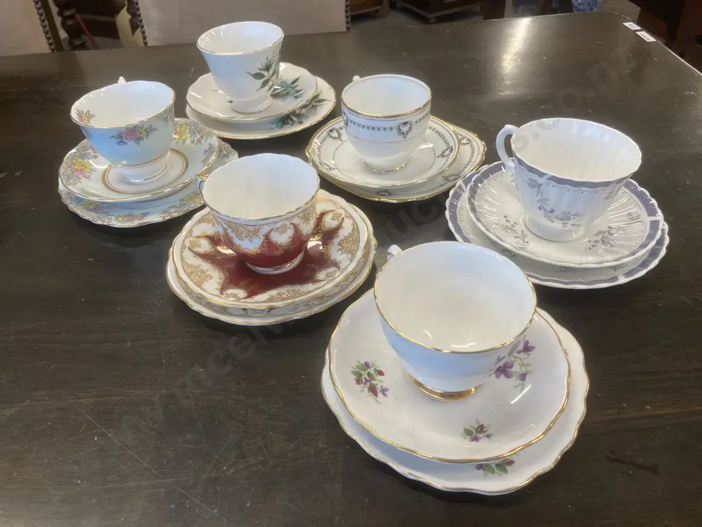 Selection of Trios Including Colclough, Crown Staffordshire, Royal Albert Etc Image 1++