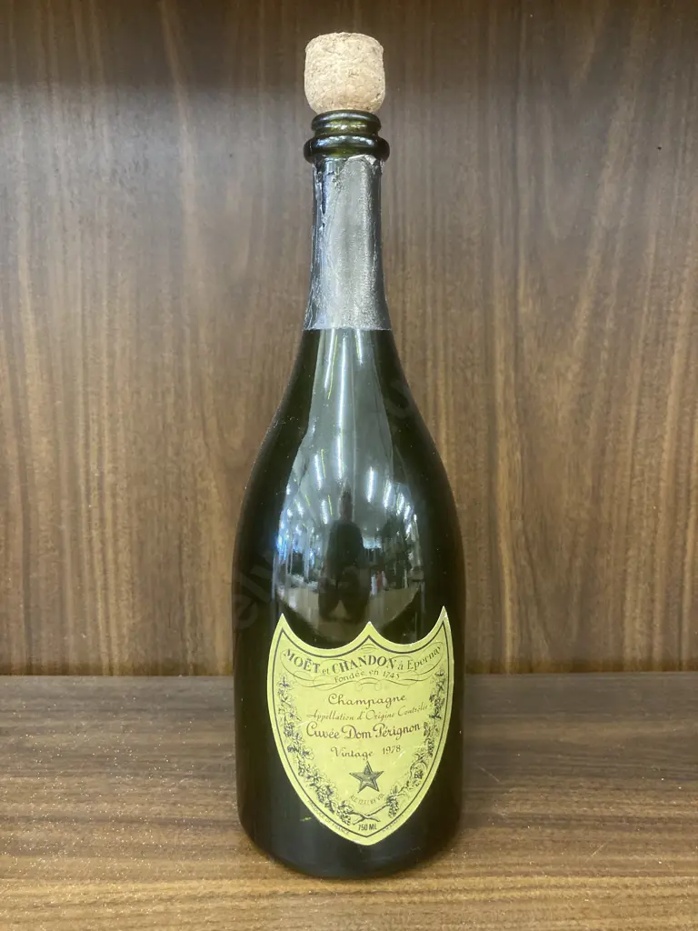 Vintage 1978 Dom Perignon Champagne Empty Bottle with Original Cork, H30cm Image 1++