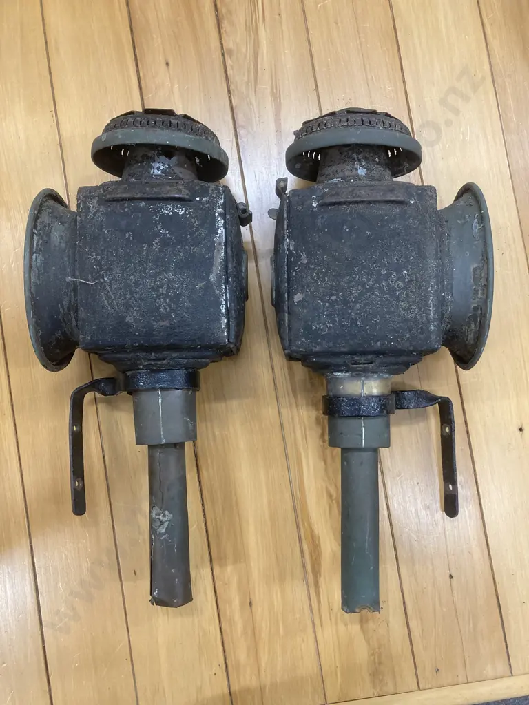 A Pair of Antique Carriage Lamps With Brackets & Bulbs, H42cm Image 1++
