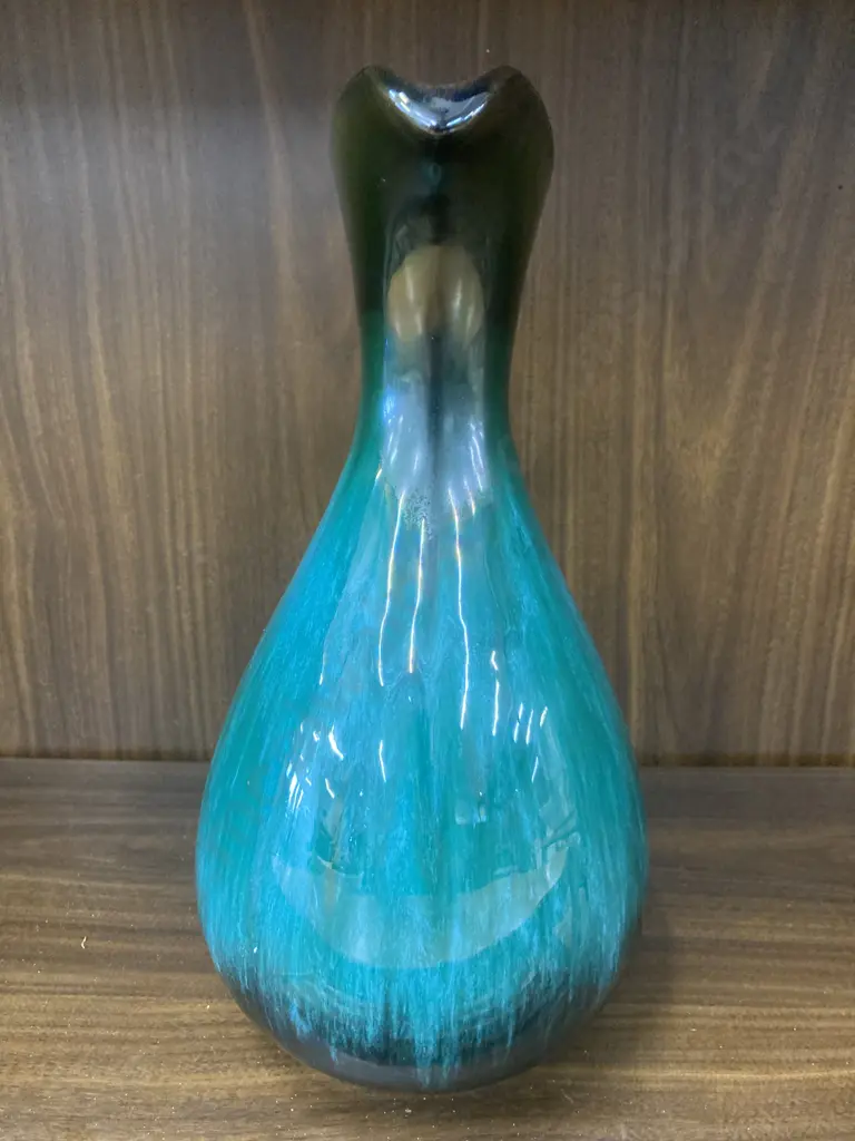 Vintage Blue Mountain Pottery Blue Green Drip Glaze Jug, H33cm Image 1++