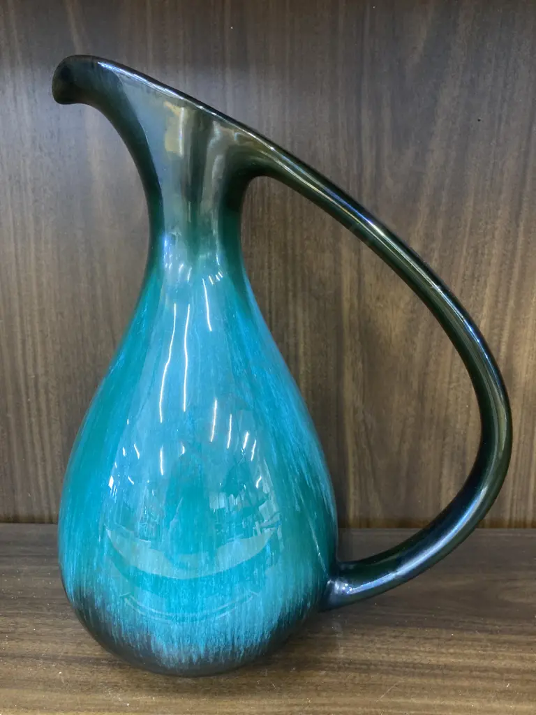 Vintage Blue Mountain Pottery Blue Green Drip Glaze Jug, H33cm Image 1++