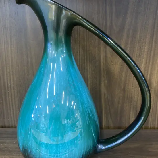 Vintage Blue Mountain Pottery Blue Green Drip Glaze Jug, H33cm