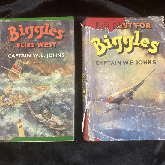 1956 First Edition No Rest For Biggles By Captain W.E Johns, Hardcover With Dust Jacket