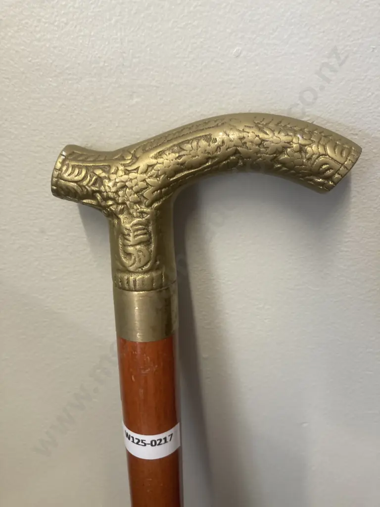 Walking Stick, Brass Head, Three Piece, 89cm Image 1++