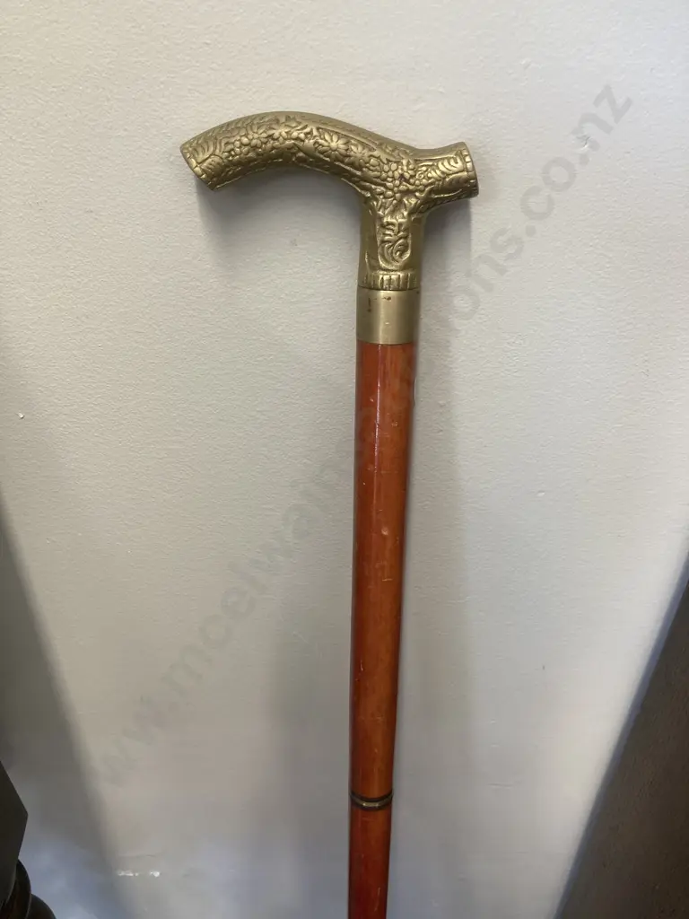 Walking Stick, Brass Head, Three Piece, 89cm Image 1++