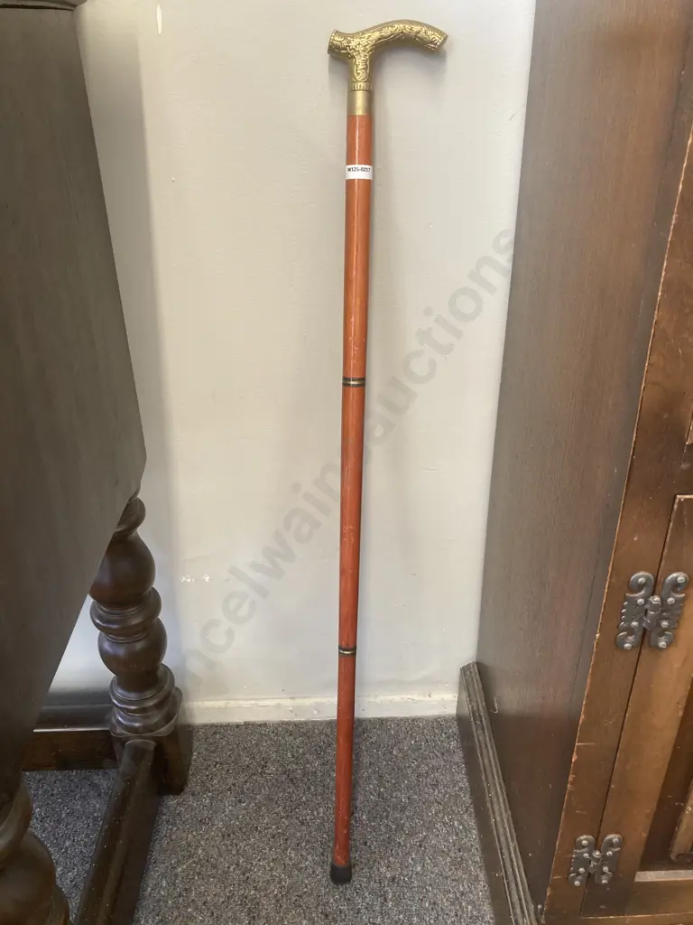 Walking Stick, Brass Head, Three Piece, 89cm Image 1++