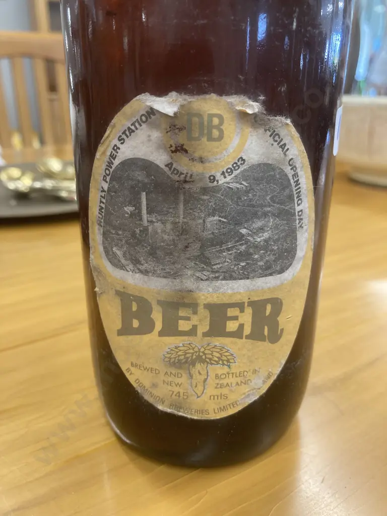 Rare Unopened Dominion Breweries 745ml Beer Bottle 'Huntly Power Station April 9, 1983 Official Opening Day' Image 1++