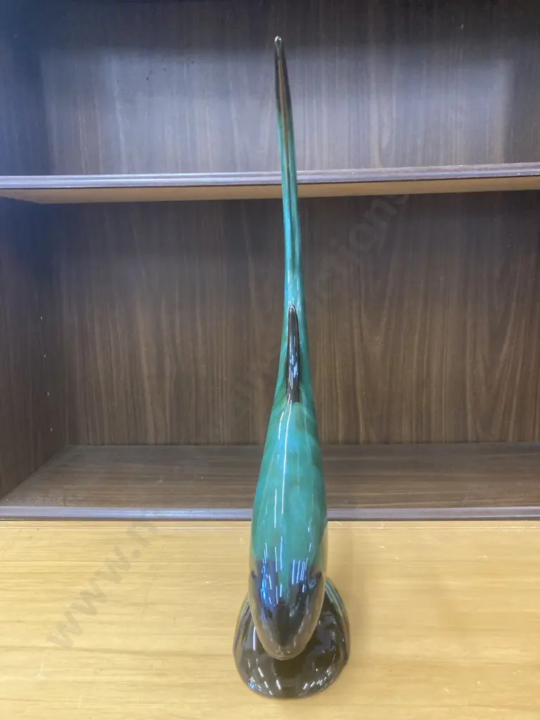 Vintage Blue Mountain Pottery Blue Green Drip Glaze Tall Fish, H47cm Image 1++