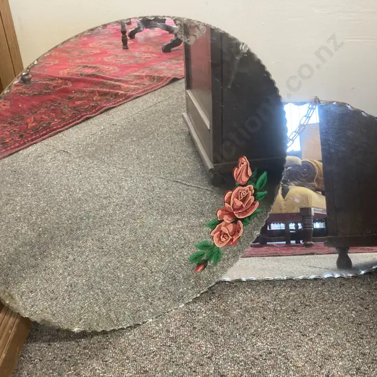 Pair of Vintage Mirrors, With Pie Crust Edge, Round Dia45cm, Rectangular 50 x 30cm