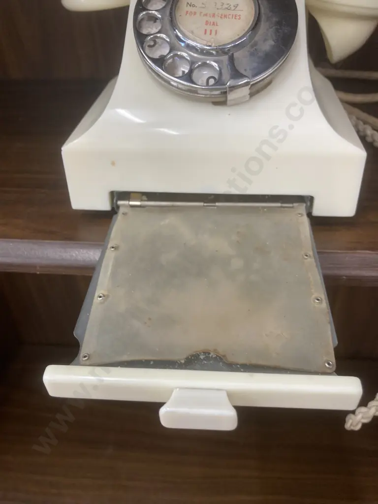 Vintage 1950's Cream Bakelite Strowger Table Automatic Telephone With Draw In Base. Stamped L.11576.B.1. Special Image 1++