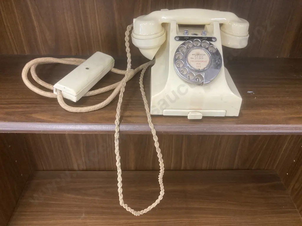 Vintage 1950's Cream Bakelite Telephone With Draw in Base, 2 Lines, Stamped HB 602 326CB  S58/2A?, Handset Marked 164-50 Image 1++