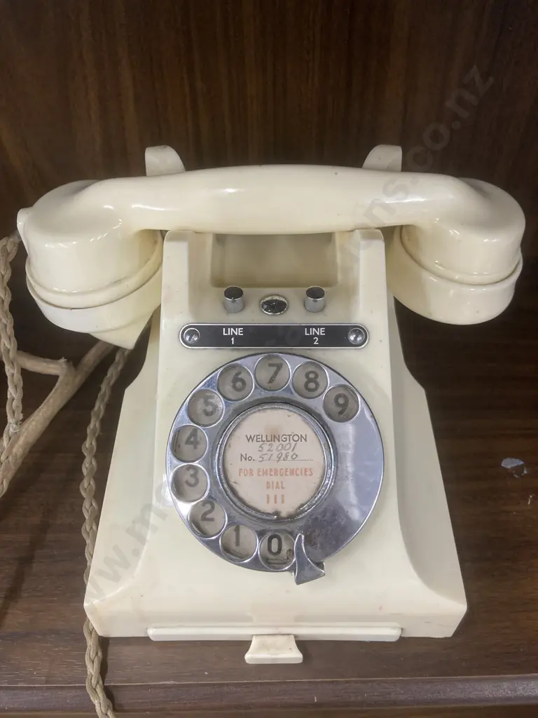 Vintage 1950's Cream Bakelite Telephone With Draw in Base, 2 Lines, Stamped HB 602 326CB  S58/2A?, Handset Marked 164-50 Image 1++