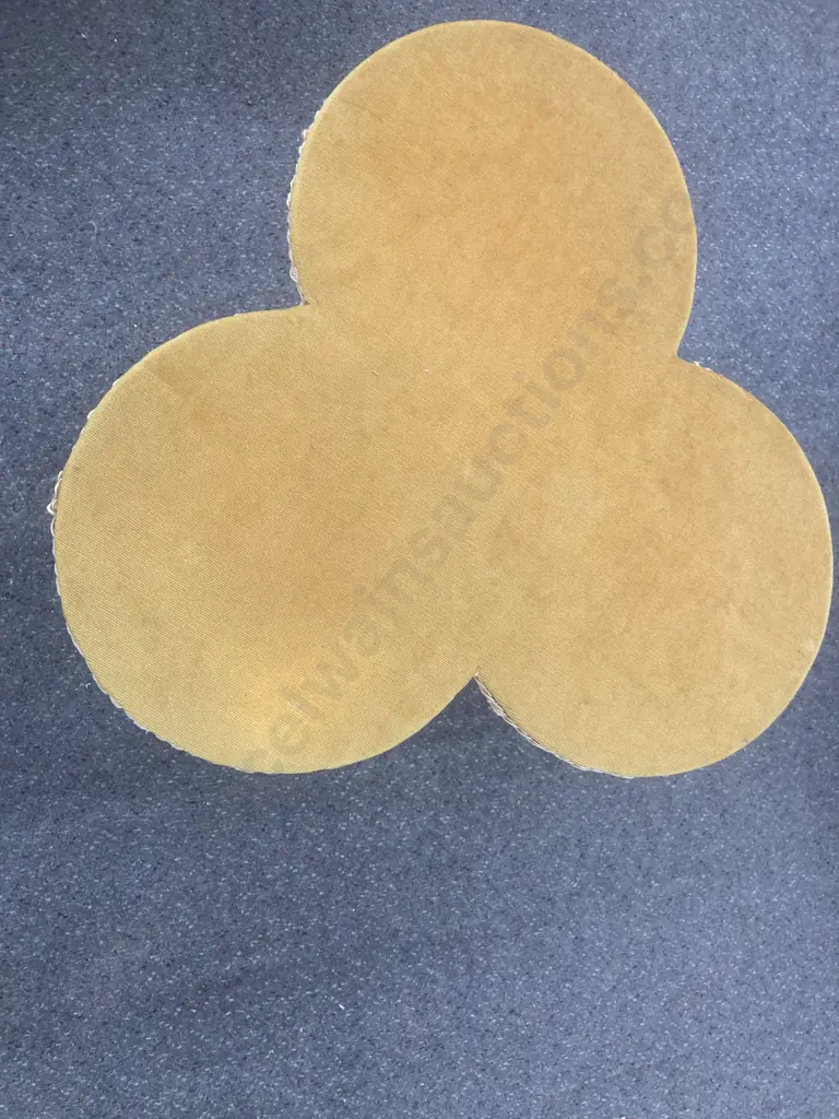 Vintage Cloverleaf Side Table, Gold Colour Fabric With Braiding, 66 x 50cm Image 1++