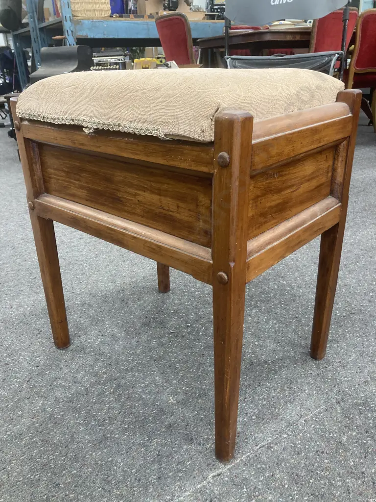 Vintage Mahogany Piano Stool, H56 L49 D36cm Image 1++