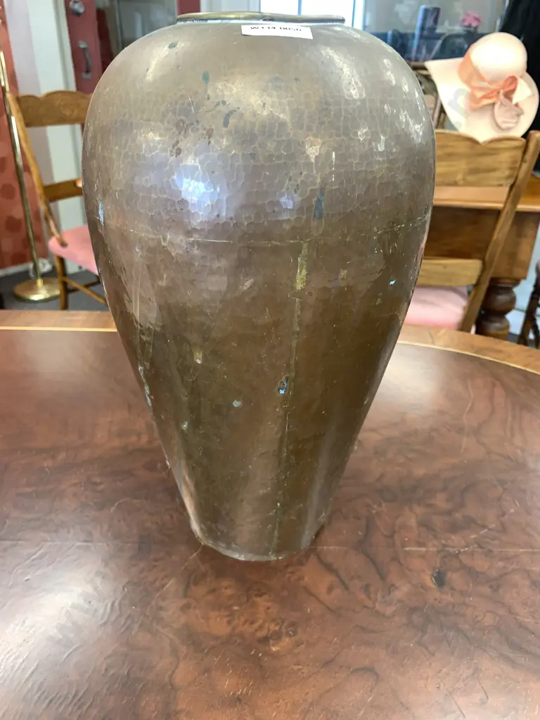 Copper & Brass Vase With Brass Relief Leaves, H35cm, Pakistan Image 1++
