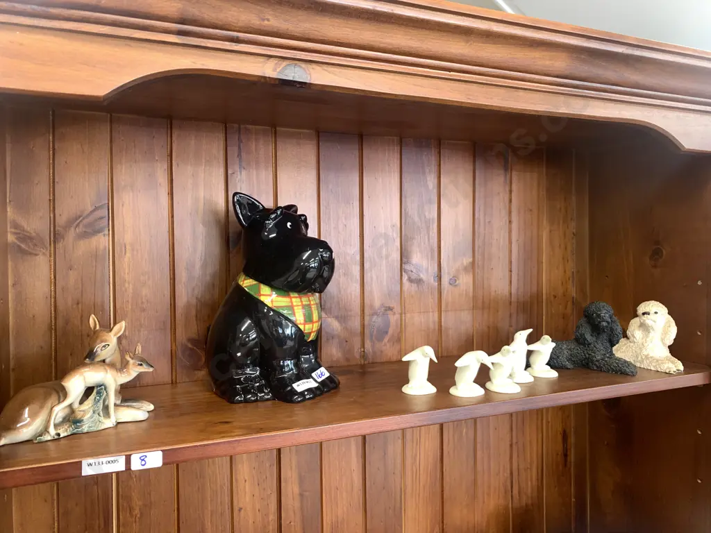 Shelf lot of Animal Figurines, Italian Dogs, Penquins, Deer Etc Image 1++