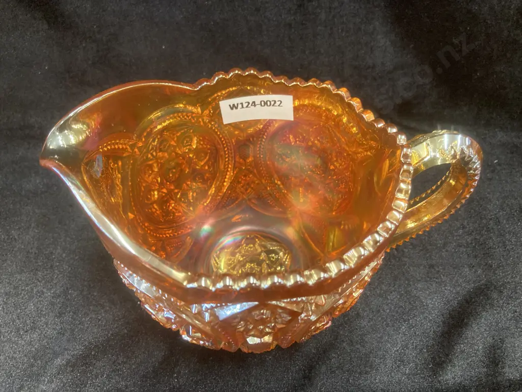 Antique Imperial Glass Marigold Carnival Glass Snow Fancy Creamer, 10 x 16cm Image 1++