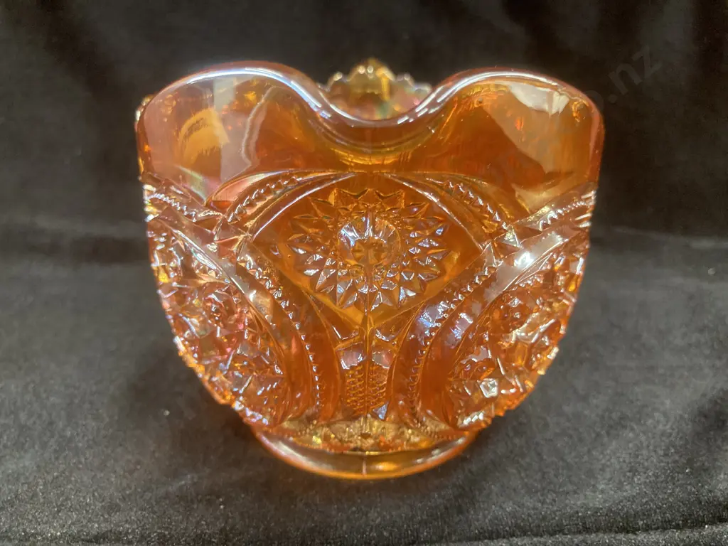 Antique Imperial Glass Marigold Carnival Glass Snow Fancy Creamer, 10 x 16cm Image 1++