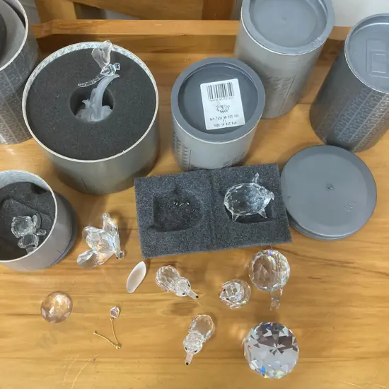 Selection of Swarovski Silver Crystal Ornaments (all af) & Crystal Ball & Snail