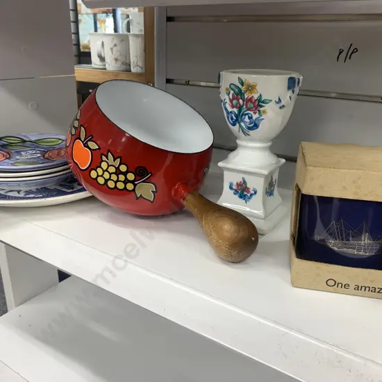 Selection Of Crockery Including Blue Willow, Christine Harris, Vase And Pot