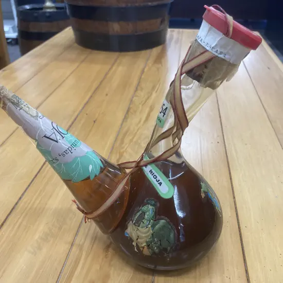 Vintage 1954 Cosecha Glass Porron, Traditional Spanish Wine Pitcher, Unopened, 22 x 22cm