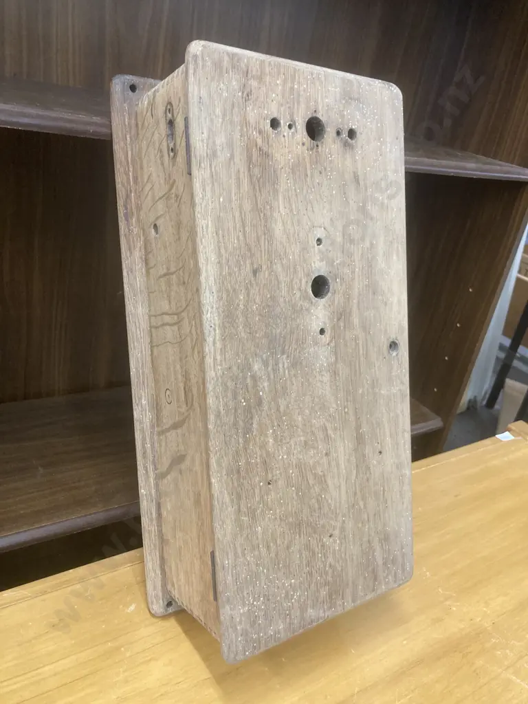 Antique Oak Wall Telephone Case, H48 L23 D13.5cm Image 1++