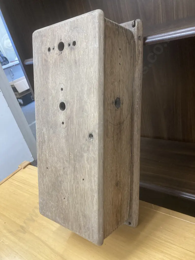 Antique Oak Wall Telephone Case, H48 L23 D13.5cm Image 1++