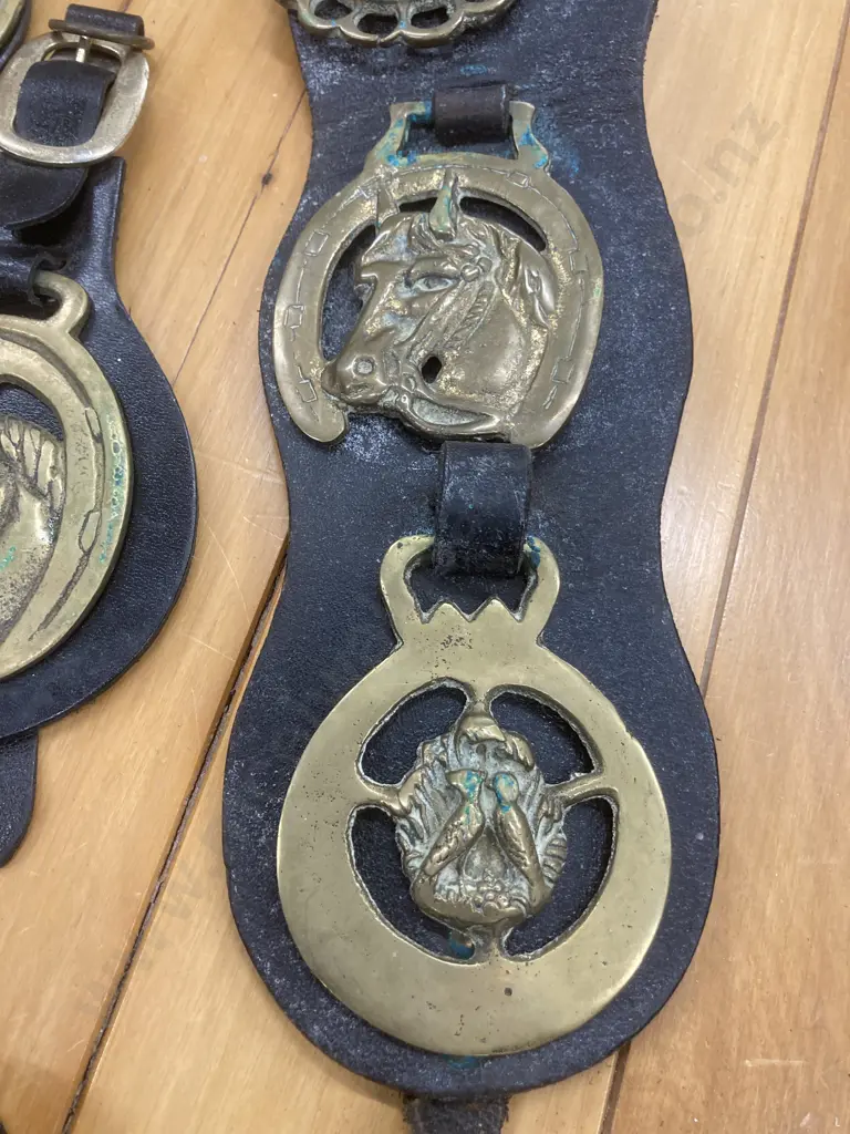 Selection Of Nine Horse Brasses On Six Leather Martingales Image 1++