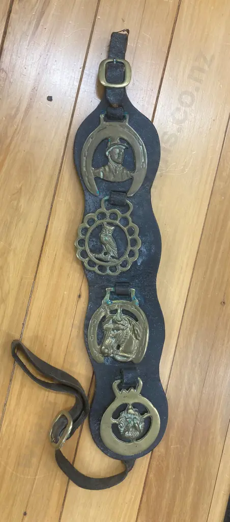 Selection Of Nine Horse Brasses On Six Leather Martingales Image 1++