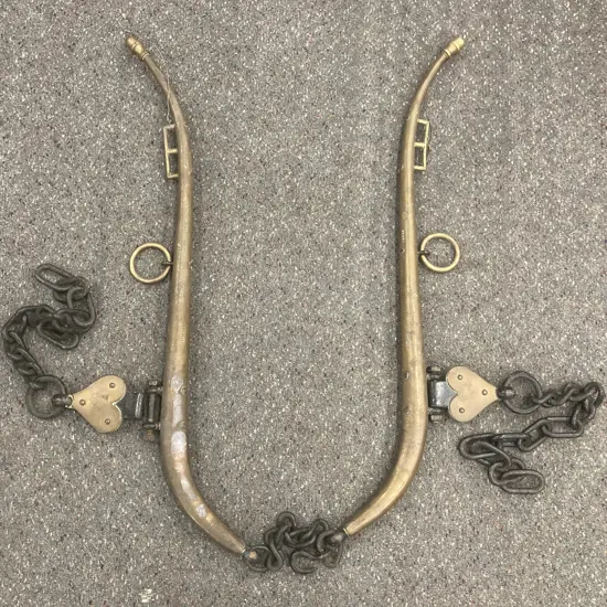 Pair of Antique Double Cased Solid Brass Horse Hames’ No2, L91cm