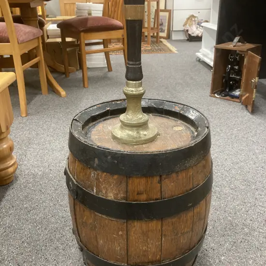 Vintage Wooden Barrell With a Single Beer Pull, H72cm