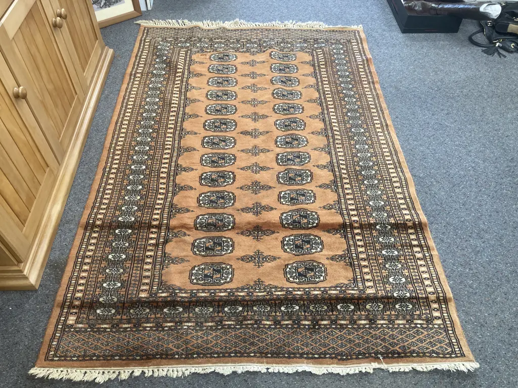 Floor Rug, Terracotta, Black & Cream Colours, 190 x 130cm Image 1++