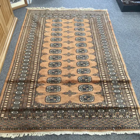 Floor Rug, Terracotta, Black & Cream Colours, 190 x 130cm