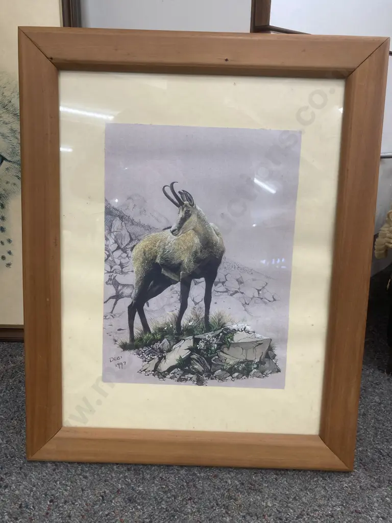 Framed 'Chamois' Print, Deb 1997 With A Vintage Baby Leopard Print Image 1++