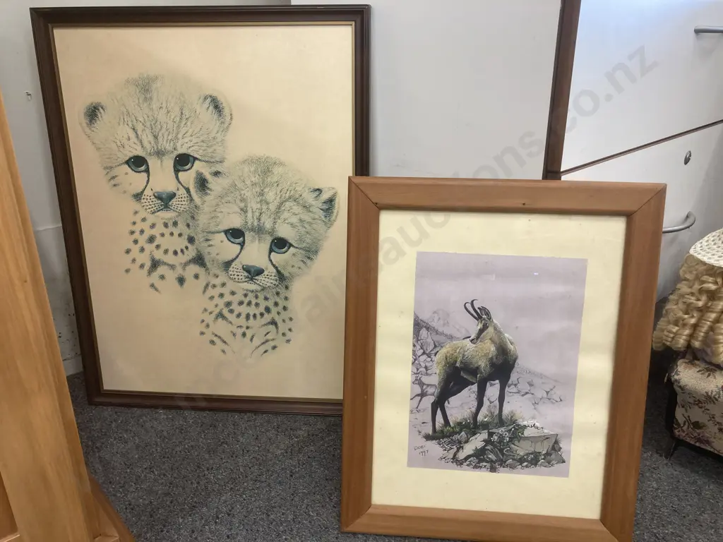 Framed 'Chamois' Print, Deb 1997 With A Vintage Baby Leopard Print Image 1++