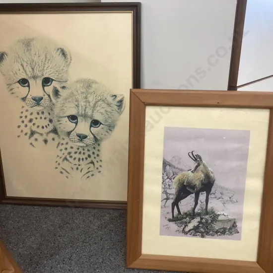 Framed 'Chamois' Print, Deb 1997 With A Vintage Baby Leopard Print