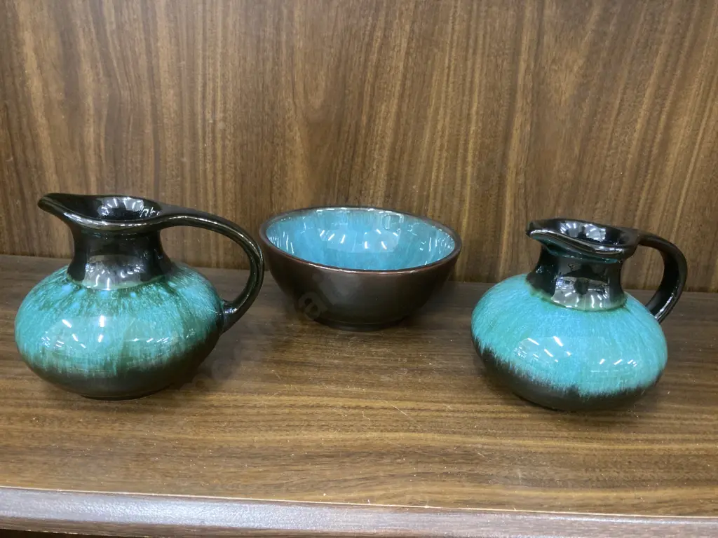 Vintage Blue Mountain Pottery High Gloss Brown/Traditional Green Hues Bowl, 6 x 15cm Image 1++