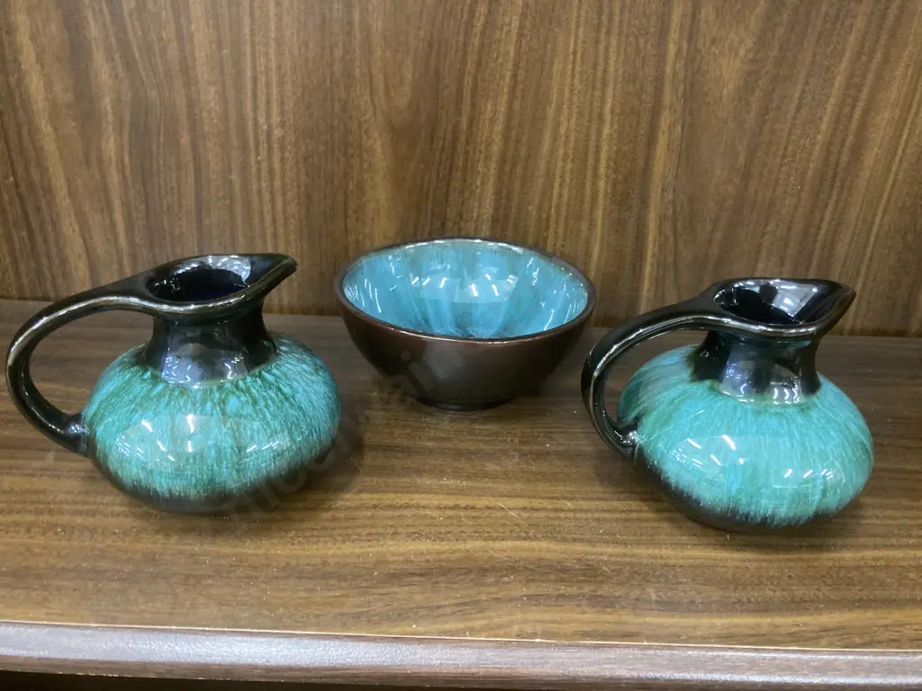 Vintage Blue Mountain Pottery High Gloss Brown/Traditional Green Hues Bowl, 6 x 15cm Image 1++