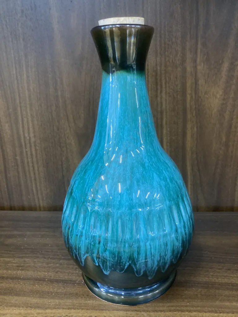 Vintage Blue Mountain Pottery Blue Green Drip Glaze Decanter With Stopper, H27cm Image 1++